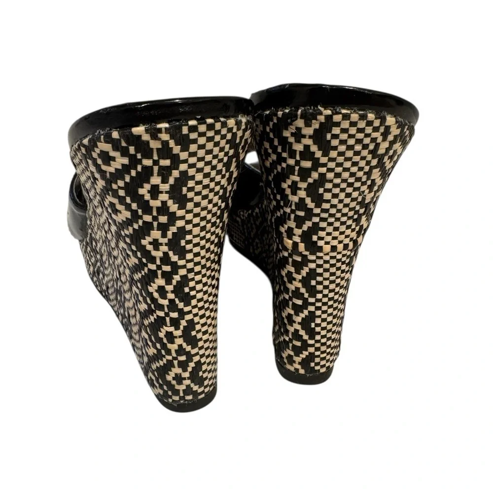 Charlies Black Patent Mules with Woven Detail Size: 8